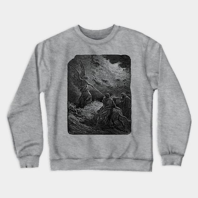 The Angel Appearing to Balaam - Gustave Doré, La Grande Bible de Tours, Aesthetic, Gothic, Metal Crewneck Sweatshirt by SpaceDogLaika